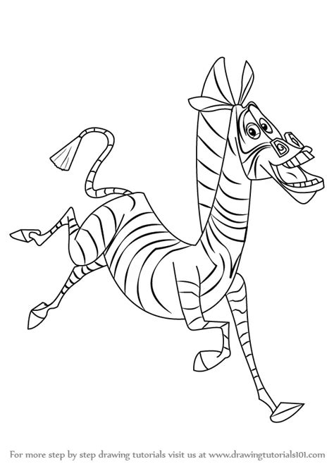 Step by Step How to Draw Marty the Zebra from Madagascar ...