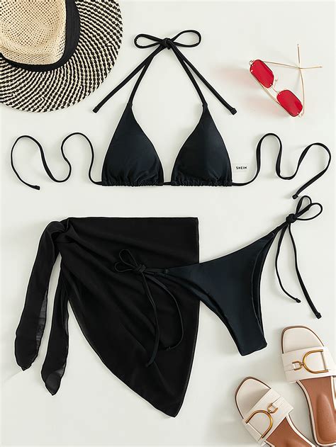 Shein Swim Basics Stevige Bikini Set Driehoek Beha String Onderaan