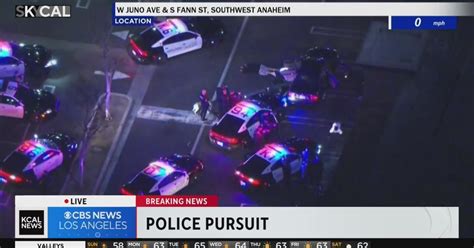 Pursuit comes to end in Anaheim parking lot - CBS Los Angeles