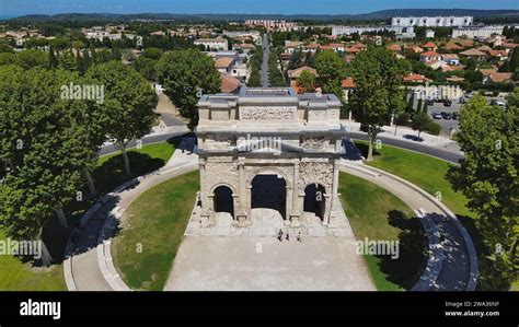 Drone Photo Arch Of Triumph Arc De Triomphe Orange France Europe Stock