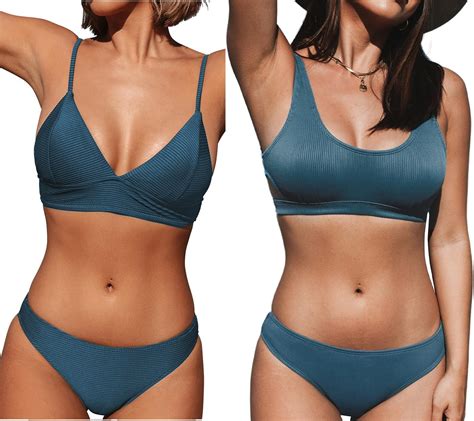 Amazon Cupshe Sexy Triangle Bikini Sets And Ribbed Texture Side