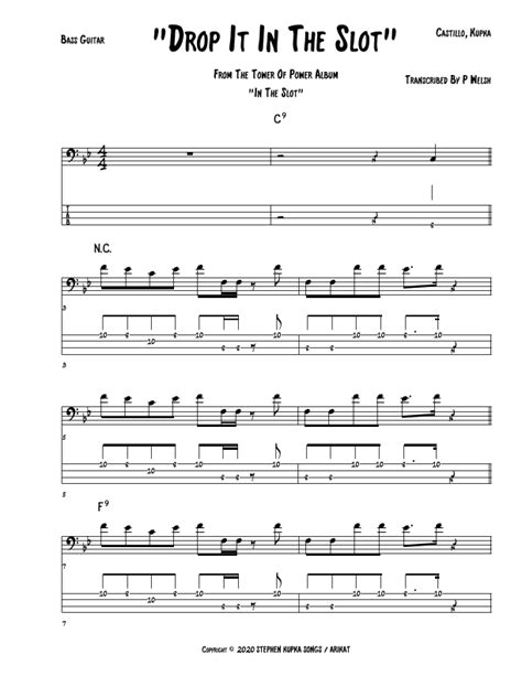 Drop It In The Slot Arr Accubass By Tower Of Power Sheet Music For