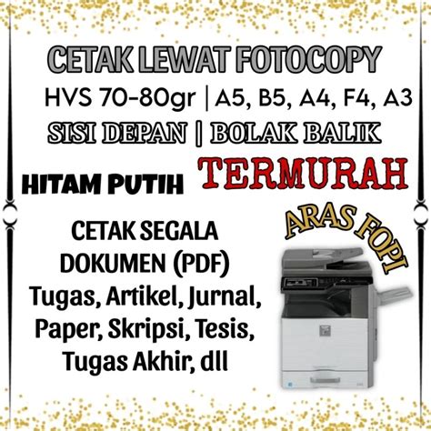 Jual READY JASA CETAK PRINT LEWAT FOTOCOPY HITAM PUTIH TERMURAH