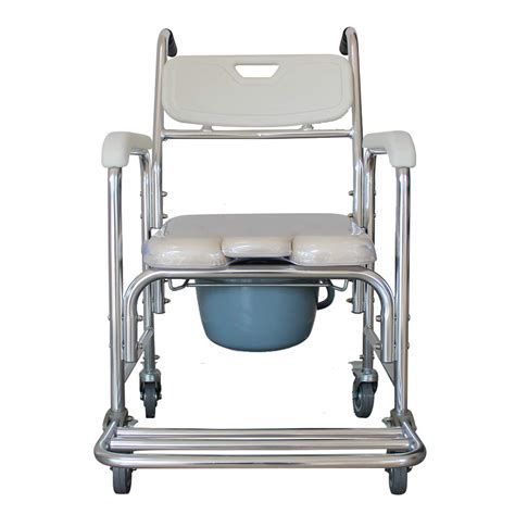 Ssline Aluminum Shower Chair Bedside Commode W Casters And Padded Seat