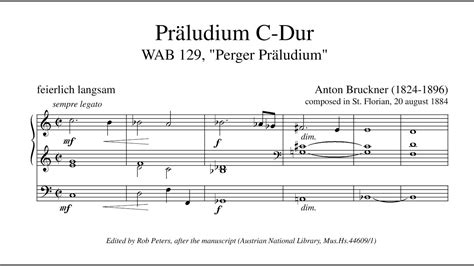 Bruckner Anton Perger Pr Ludium In C Dur F R Orgel Wab