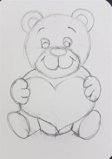 How To Draw A Teddy Bear Holding A Rose