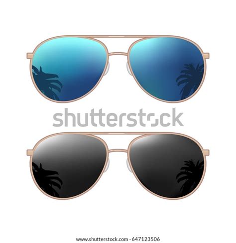 Aviator Modern Sunglasses Palms Reflection Vector Stock Vector Royalty Free 647123506