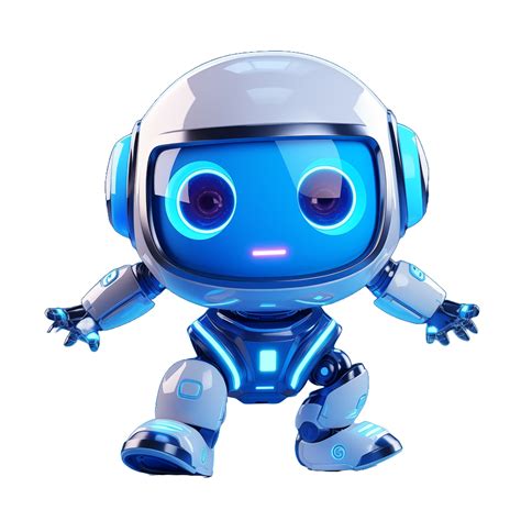AI generated Cute blue robot kids with isolated transparant background