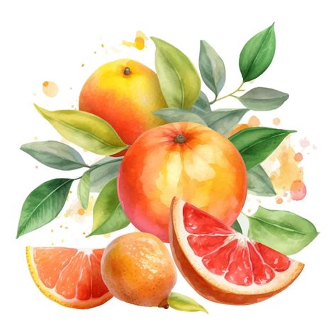 Hand Drawn Natural Fresh Watercolor Oranges Clipart Ai Generated Vector