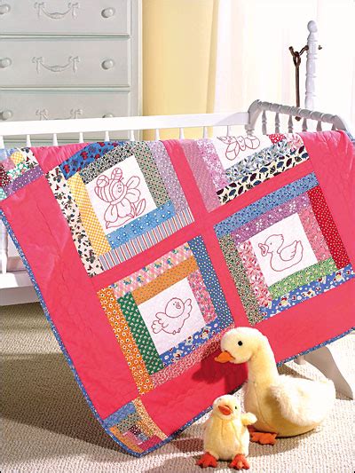 Embroidered Blocks Baby Quilt