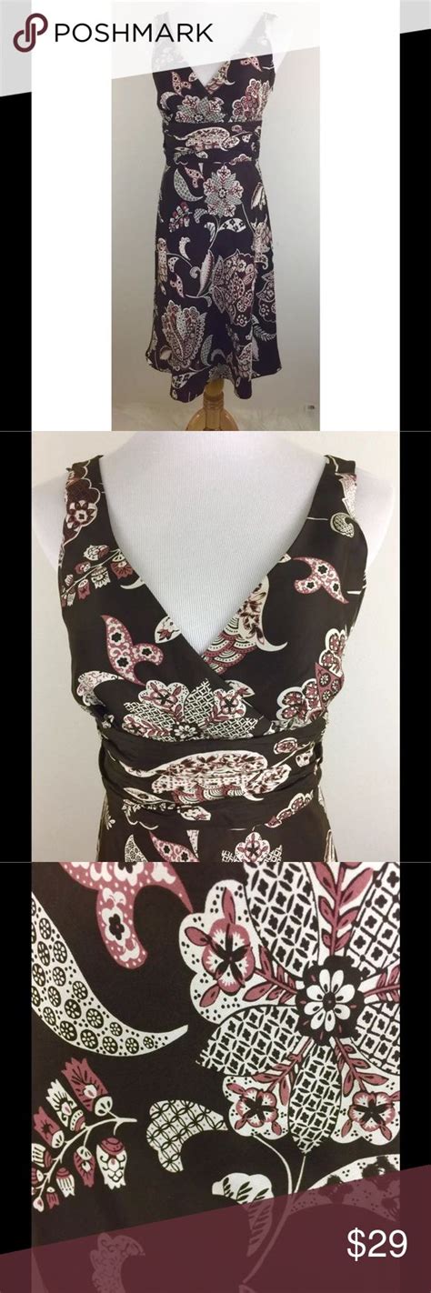 Ann Taylor Silk Brown Floral Career Dress Size 4 Career Dress