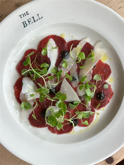 Venison carpaccio with walnut ketchup - The Bell at Charlbury