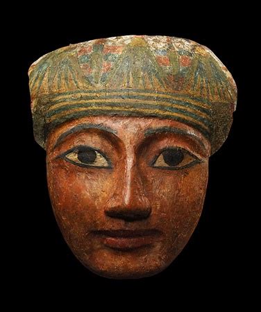 EGYPTIAN POLYCHROME WOOD MUMMY MASK Dynasty 21 Ca 1075 944 BC H 21 6