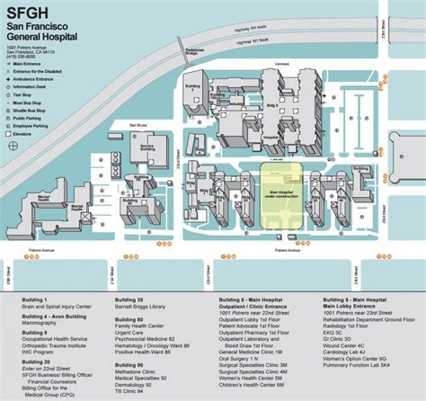 San Francisco general hospital map - SFgh campus map (California - USA)