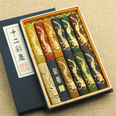 Colored Hui Ink Stick Chinese Painting Colored Ink Block Set Painting