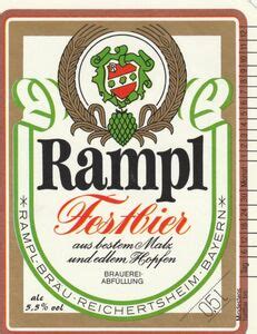 Drink Label Rampl Festbier Rampl Bräu Reichertsheim Germany Federal