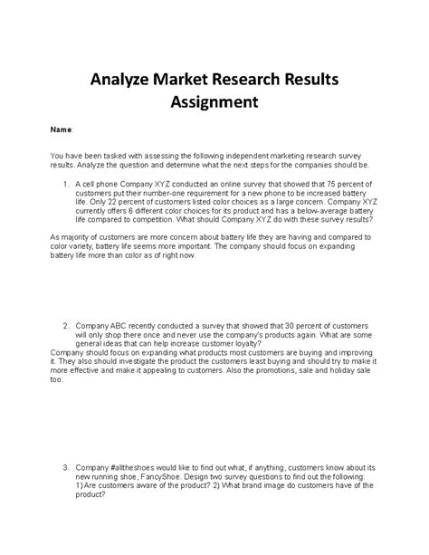 Mkt241 Document Analyze Market Research Results Assignment Paing Htet