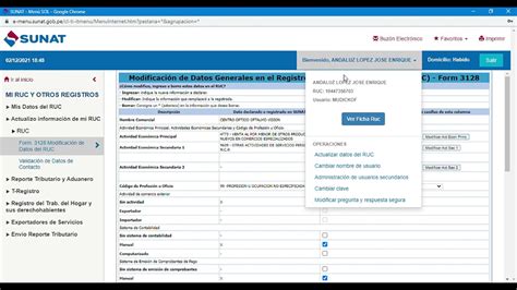 Como Modificar Actualizar Datos De Mi Ficha Ruc Sunat Youtube