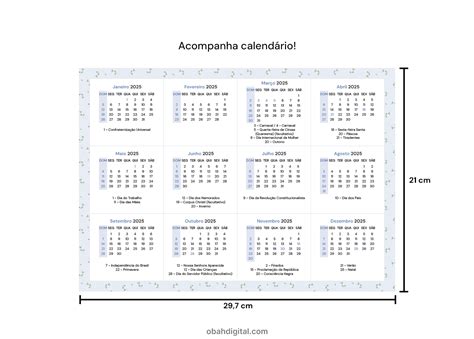 Planner Digital Mensal A Para Imprimir Obah Digital