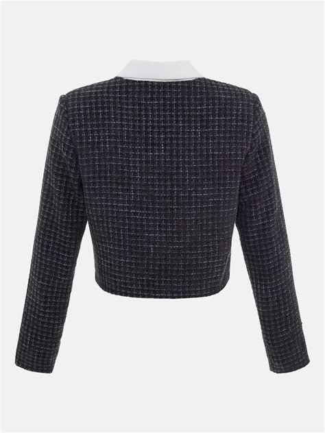 Cropped Tweed Jacket With Contrasting Collar Lichi Online Fashion Store