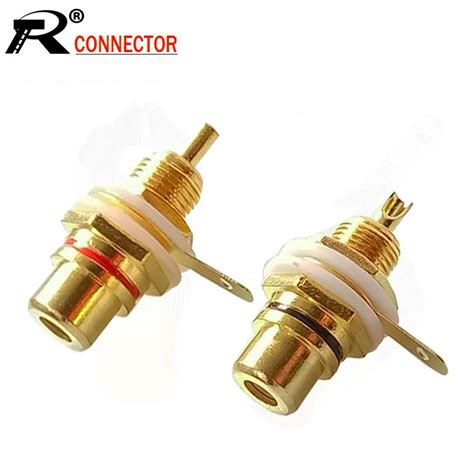 100pcs Lot RCA Connector Female Solder Panel Mount Gold Plated RCA