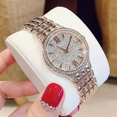 Ng H N Bulova Phantom Crystal L Swarovski Quartz Tone Rose