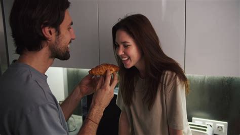 A Happy Brunette Guy With Stubble Together Stock Footage Sbv