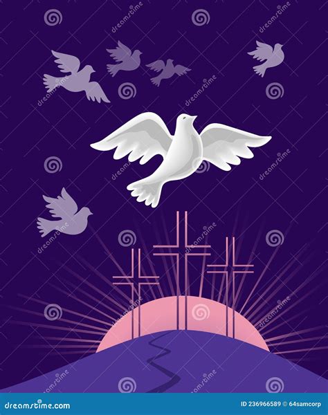 Dove Holy Spirit With Olive Branch Vector Poster Stock Vector