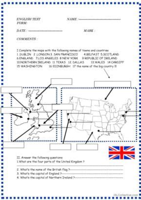 3 English speaking countries map English ESL worksheets pdf…