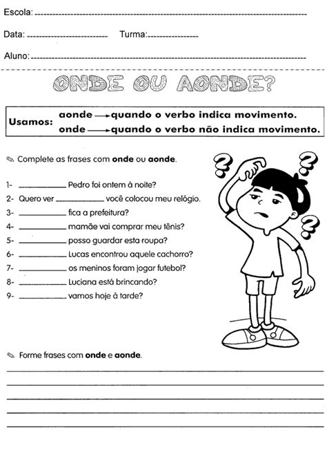 Atividades De Portugu S Ano Onde Ou Aonde Ler E Aprender