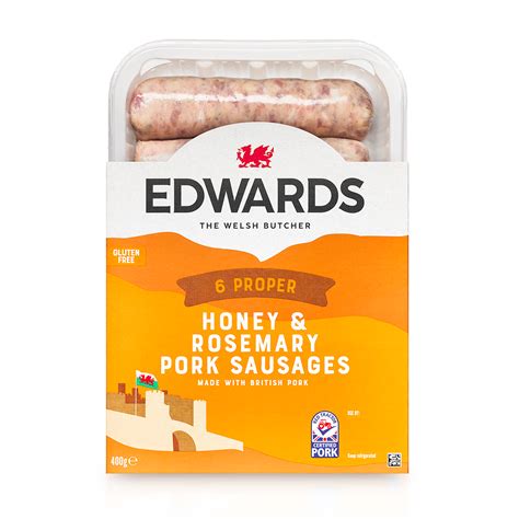 Edwards Of Conwy Honey And Rosemary Pork Sausages 400g Adultfoodandbeverage