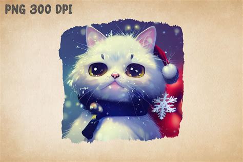 Cute Cat Kitten in Snow Christmas Graphic by Ricco Art · Creative Fabrica