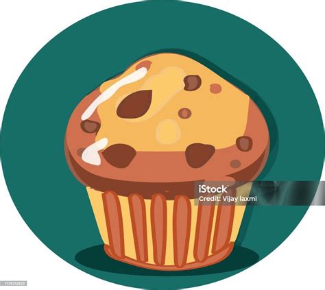 Delicious Cupcake With Choco Chips And Colorful Sprinkles Vector