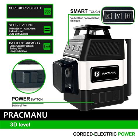 Pracmanu Mini 3D Laser Level – 12 Lines, 360° Green Beam – Pracmanu ...