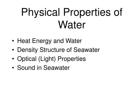 Ppt Physical Properties Of Water Powerpoint Presentation Free Download Id236342