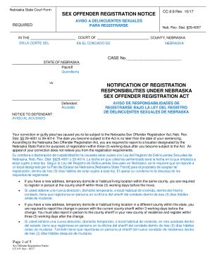 Fillable Online Sex Offender Registration Notice Fax Email Print