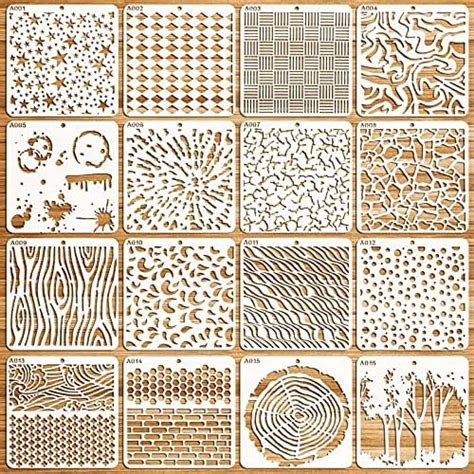 Ootsr 16pcs Drawing Painting Stencils Set Stencil For Crafts Reusable