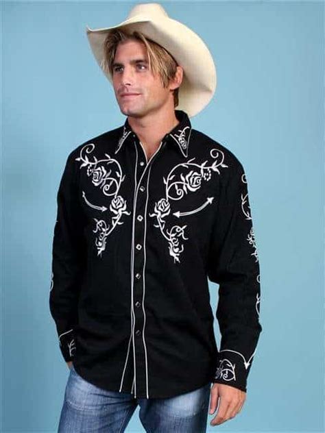 Ponderosa Men S Black Rose Embroidered Western Shirt The Wild Cowboy