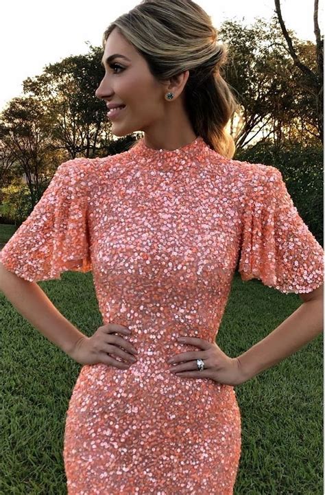 Vestidos Coral Para Madrinhas De Casamento Fashion Dresses Sequin