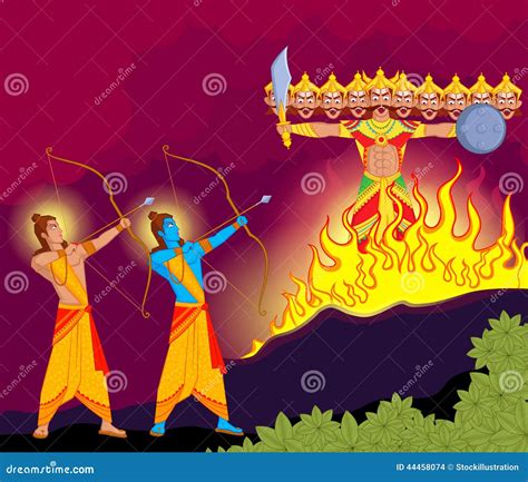 Rama Killing Ravana During Dussehra Stock Vector Illustration Of