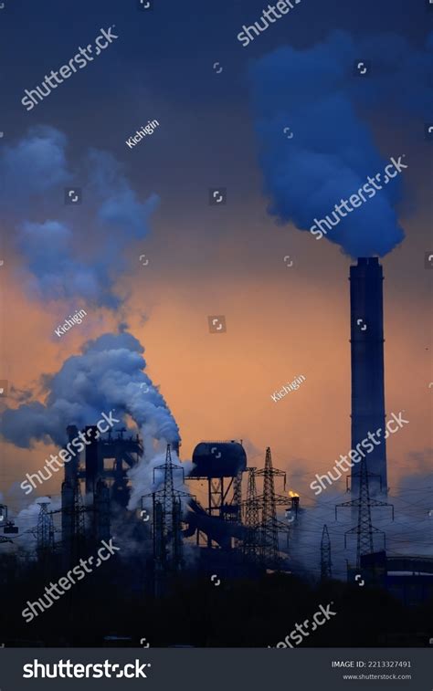 Concept Ecological Problem Industrial Plant Pollution Stock Photo