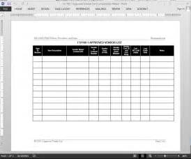 ISO22000 FSMS Approved Vendor List Template Word