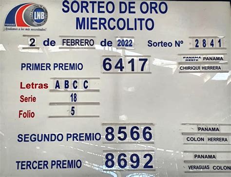 Lotería Nacional Pmá on Twitter Sorteo intermedio 2 de febrero del