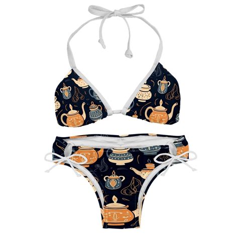 Arabic Teapot Women S Swimwear Bikini Set With Detachable Sponge And