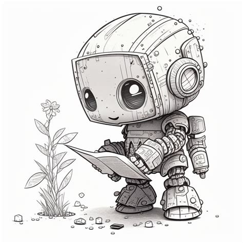 10 Printable Cute Robot Coloring Pages for Kids and Adults Digital ...