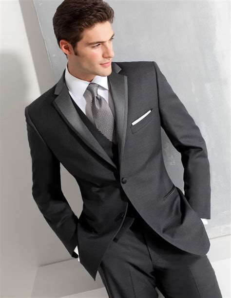 Costum Made Esmoquin Gris Oscuro Para Los Hombres Traje De Novio Trajes