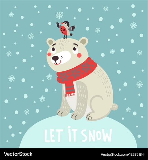 Polar Bear Christmas Card Royalty Free Vector Image