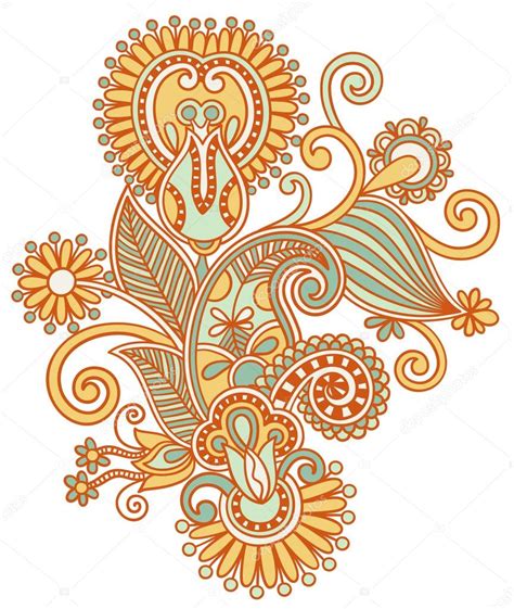 Original Hand Draw Line Art Ornate Flower Design — Stock Vector © Karakotsya 13513128