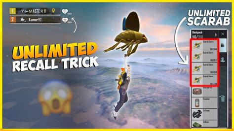 Unlimited Recall Tricks Bgmi 🔥 Use Scarab Charm Unlimited Time In