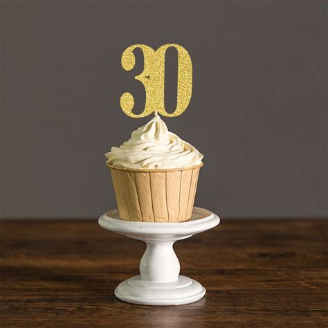 Gold Or Black Glitter Number 30 Cupcake Toppers Picks 30th Thirty